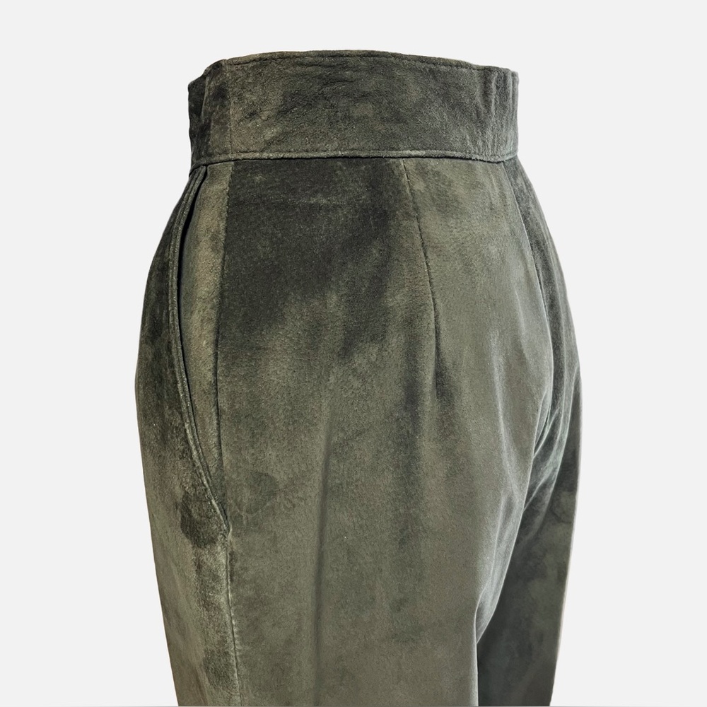 Vintage Danier Olive Suede High-Waist Trousers | Made in Canada | Size 4 - Picture 7 of 11